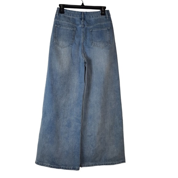 ROMWE WOMEN'S WIDE LEG JEANS GRUNGE PUNK PLUS CROSS FESTIVAL TRENDY S 36 EU - Picture 4 of 9